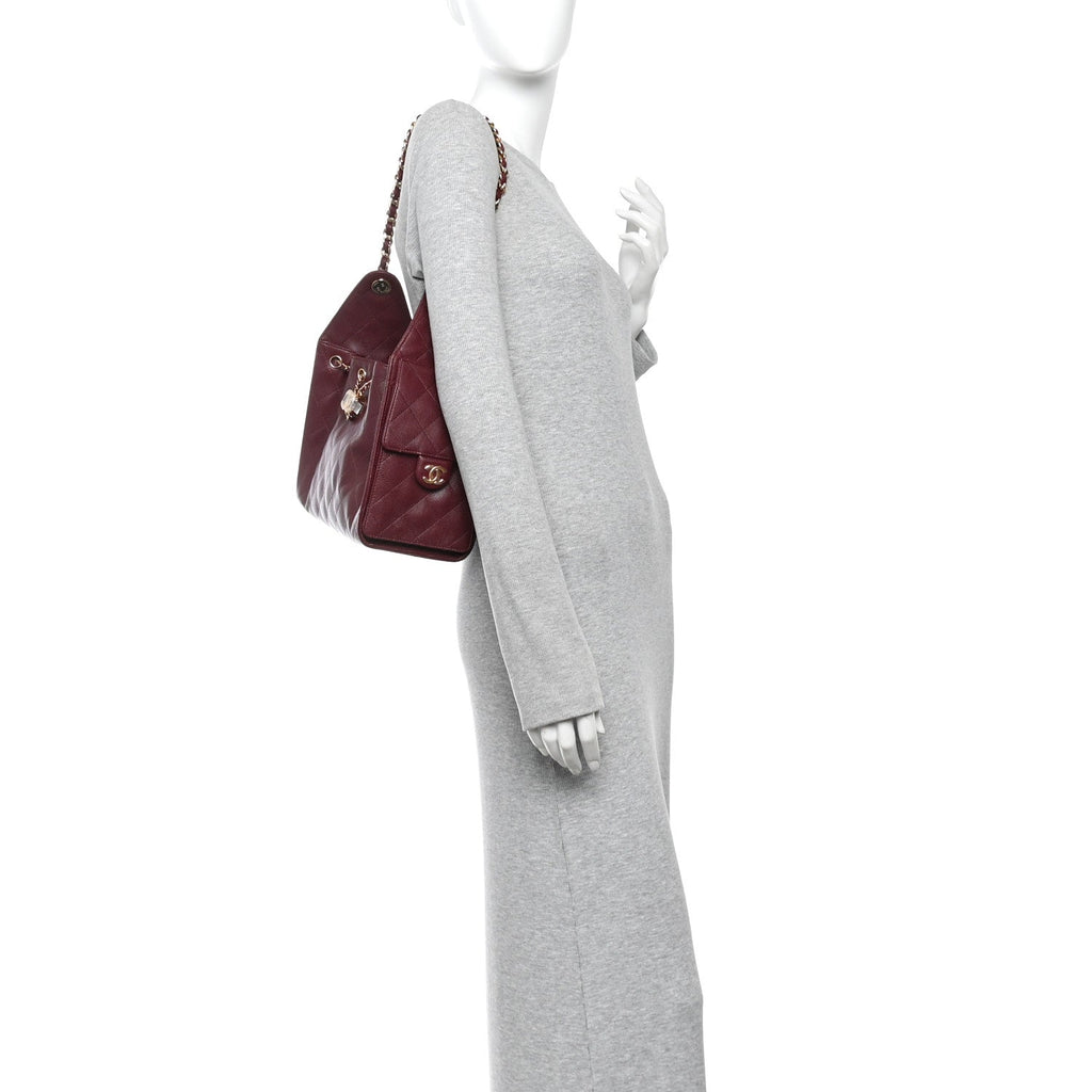 Caviar Quilted Small Chanel 25 Handbag Burgundy