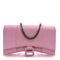 Shiny Box Calfskin Tonal B Hourglass Chain Bag Candy Pink