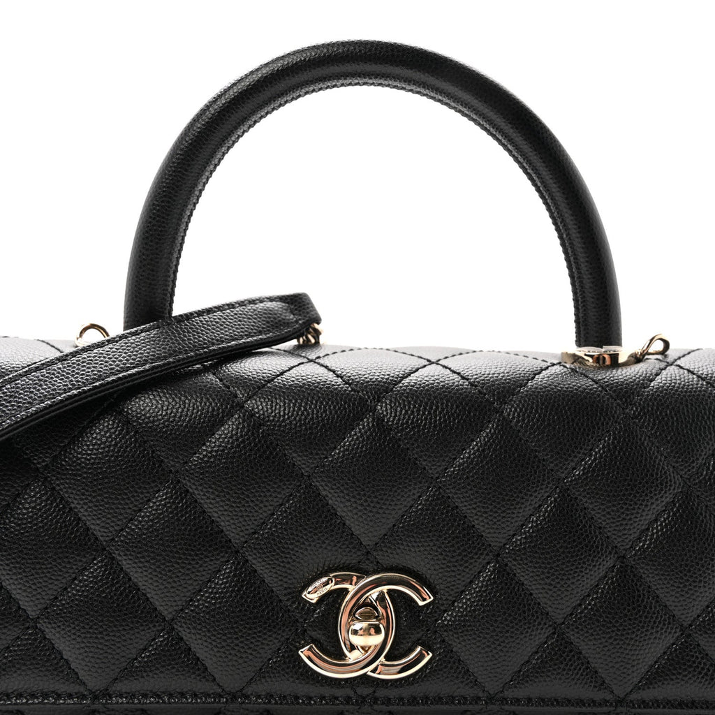 Caviar Quilted Maxi East West Coco Handle Flap Black