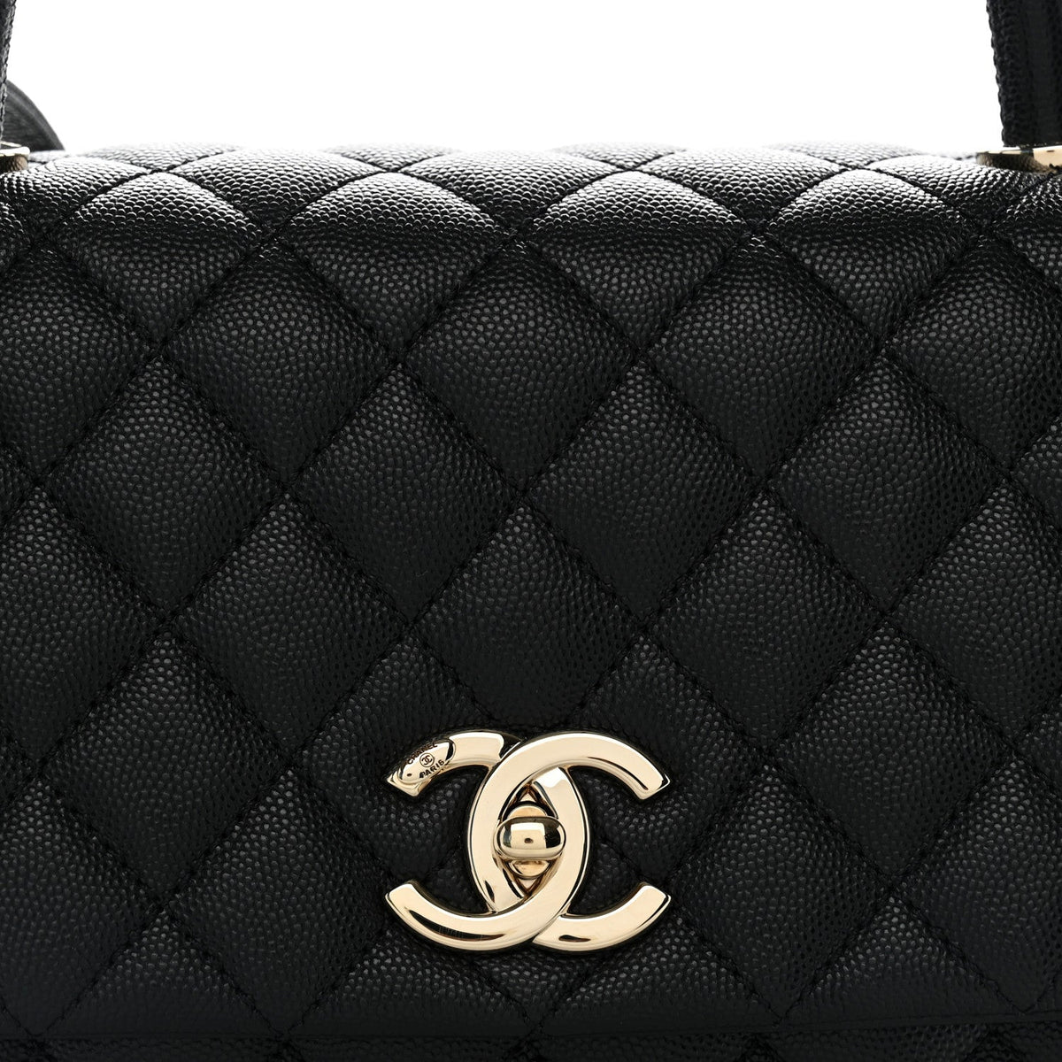 Caviar Quilted Small Coco Handle Flap Black