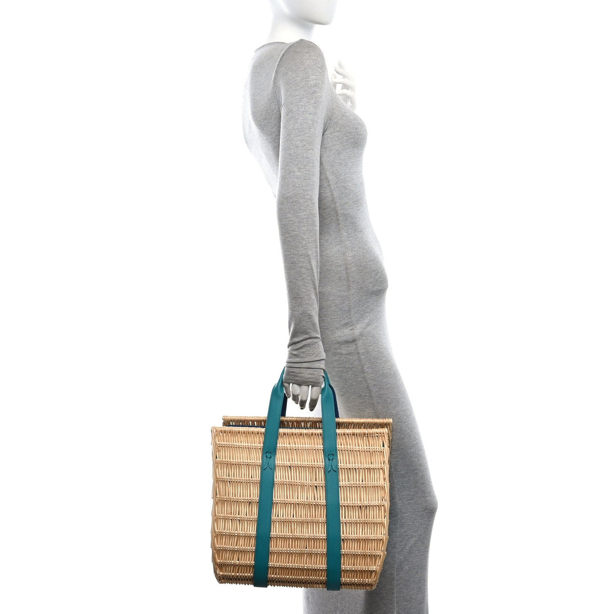 Epsom Wicker Basket Bag GM  Vert Verone Naturel