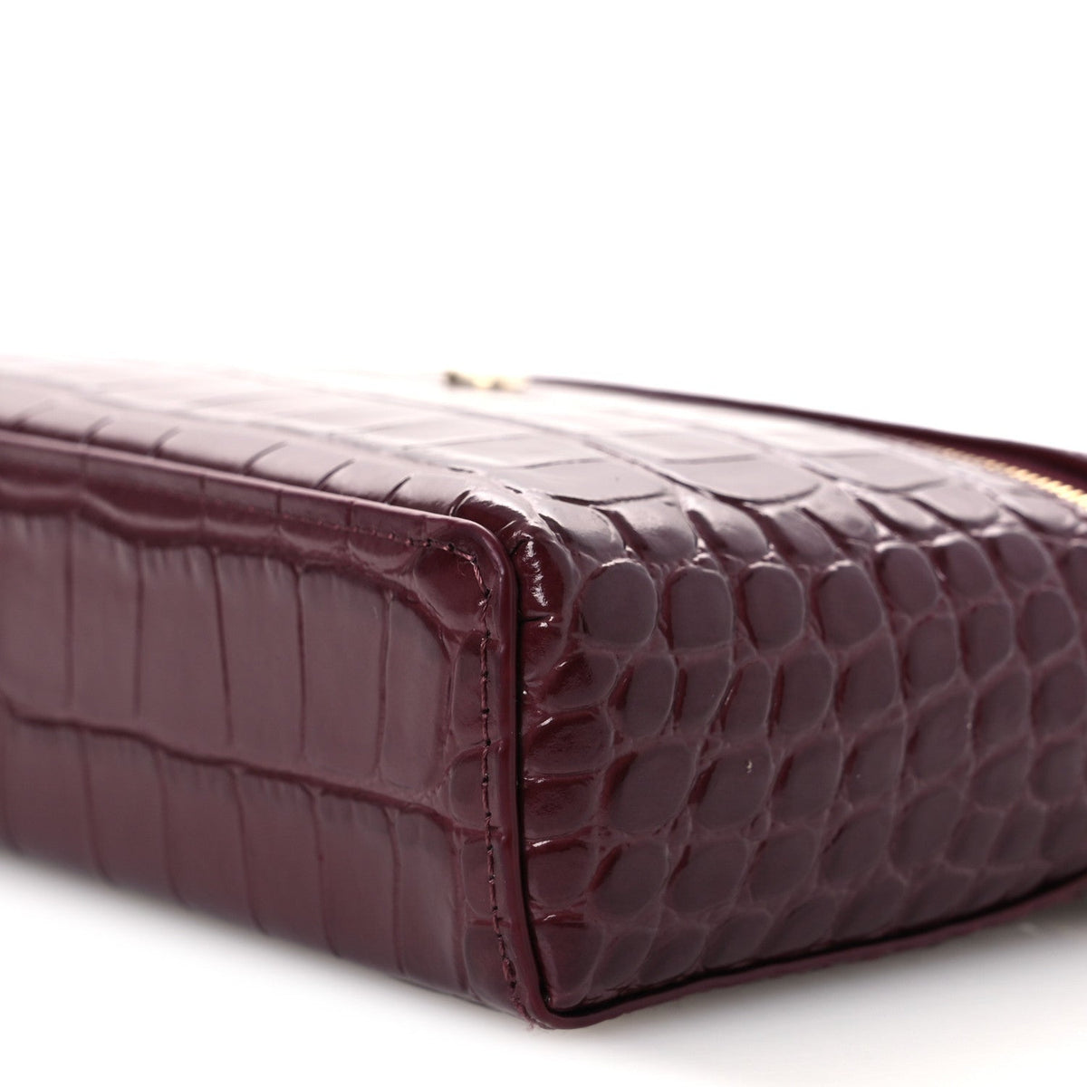 Calfskin Crocodile Embossed Crococo Exoticoco Vanity With Chain Dark Burgundy
