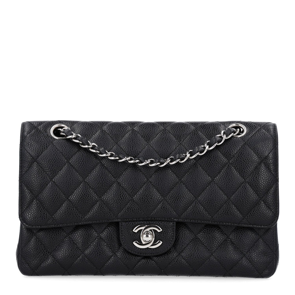 Caviar Quilted Medium Double Flap Black