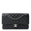 Caviar Quilted Medium Double Flap Black