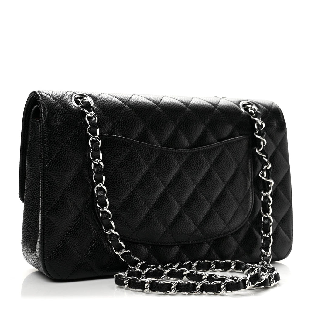 Caviar Quilted Medium Double Flap Black