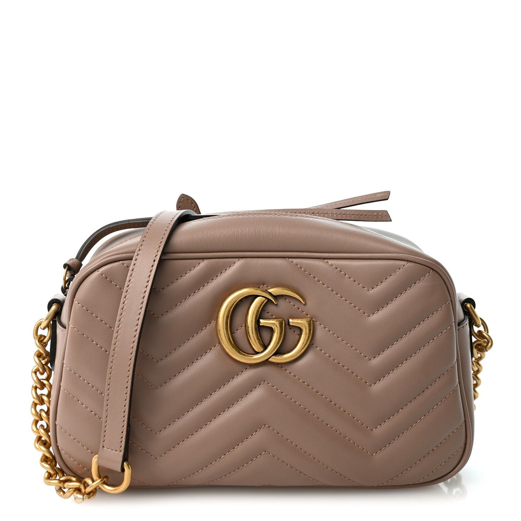Calfskin Matelasse Small GG Marmont Chain Shoulder Bag Porcelain Rose