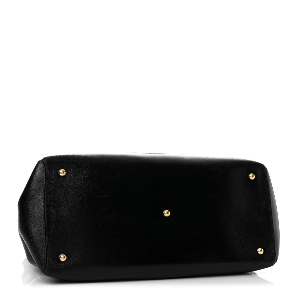 Shiny Lambskin Quilted Large 31 Shopping Bag Black