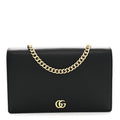 Calfskin Mini GG Marmont Chain Wallet Black