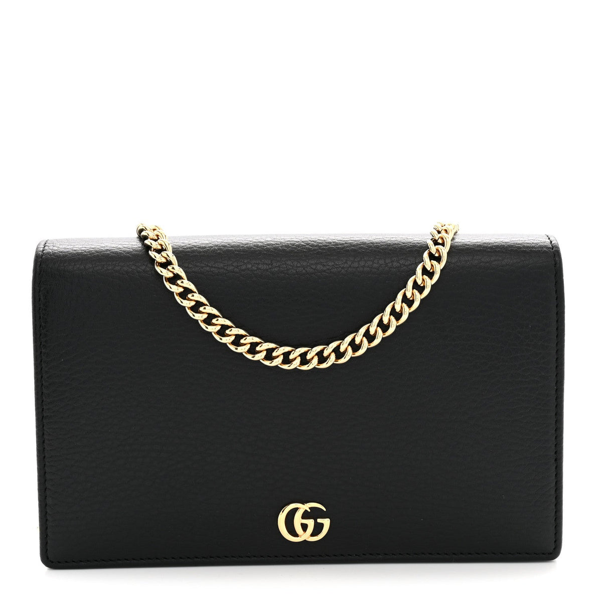 Calfskin Mini GG Marmont Chain Wallet Black