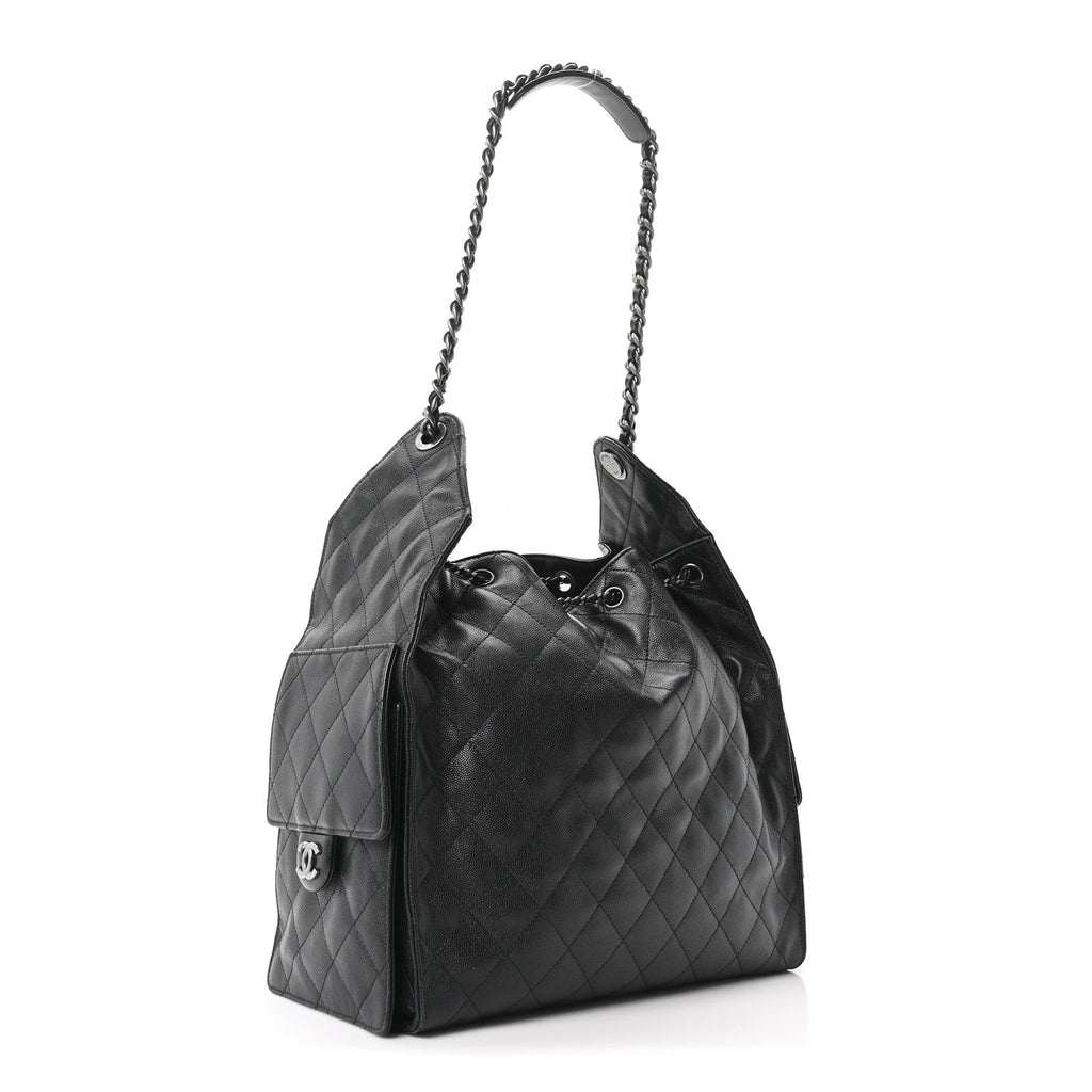 Caviar Quilted Medium Chanel 25 Handbag Black