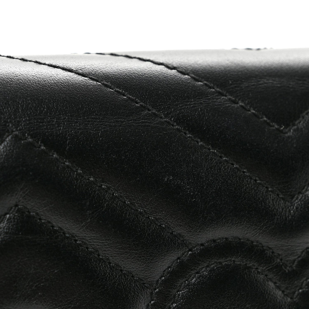Calfskin Matelasse Super Mini GG Marmont Shoulder Bag Black
