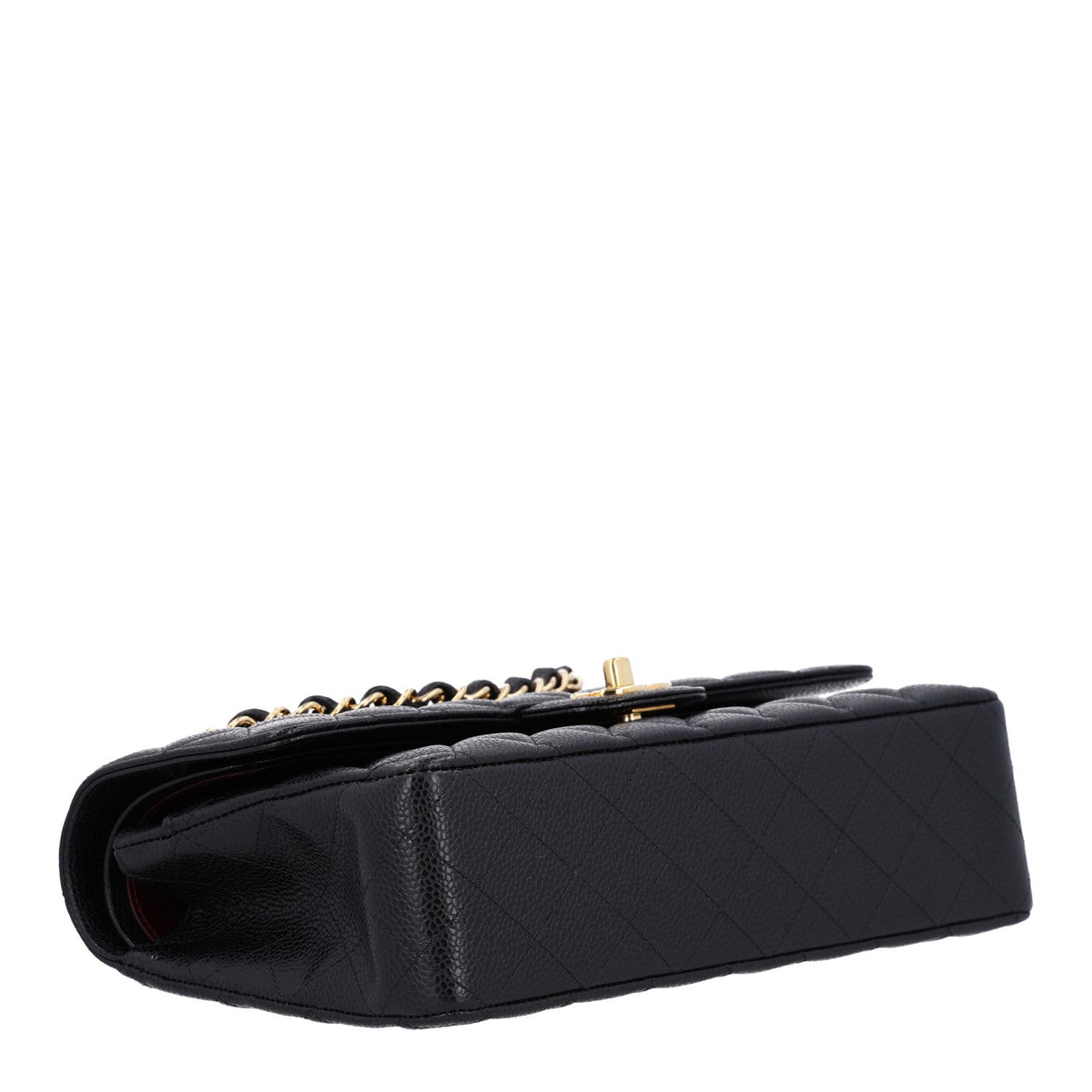 Caviar Quilted Medium Double Flap Black