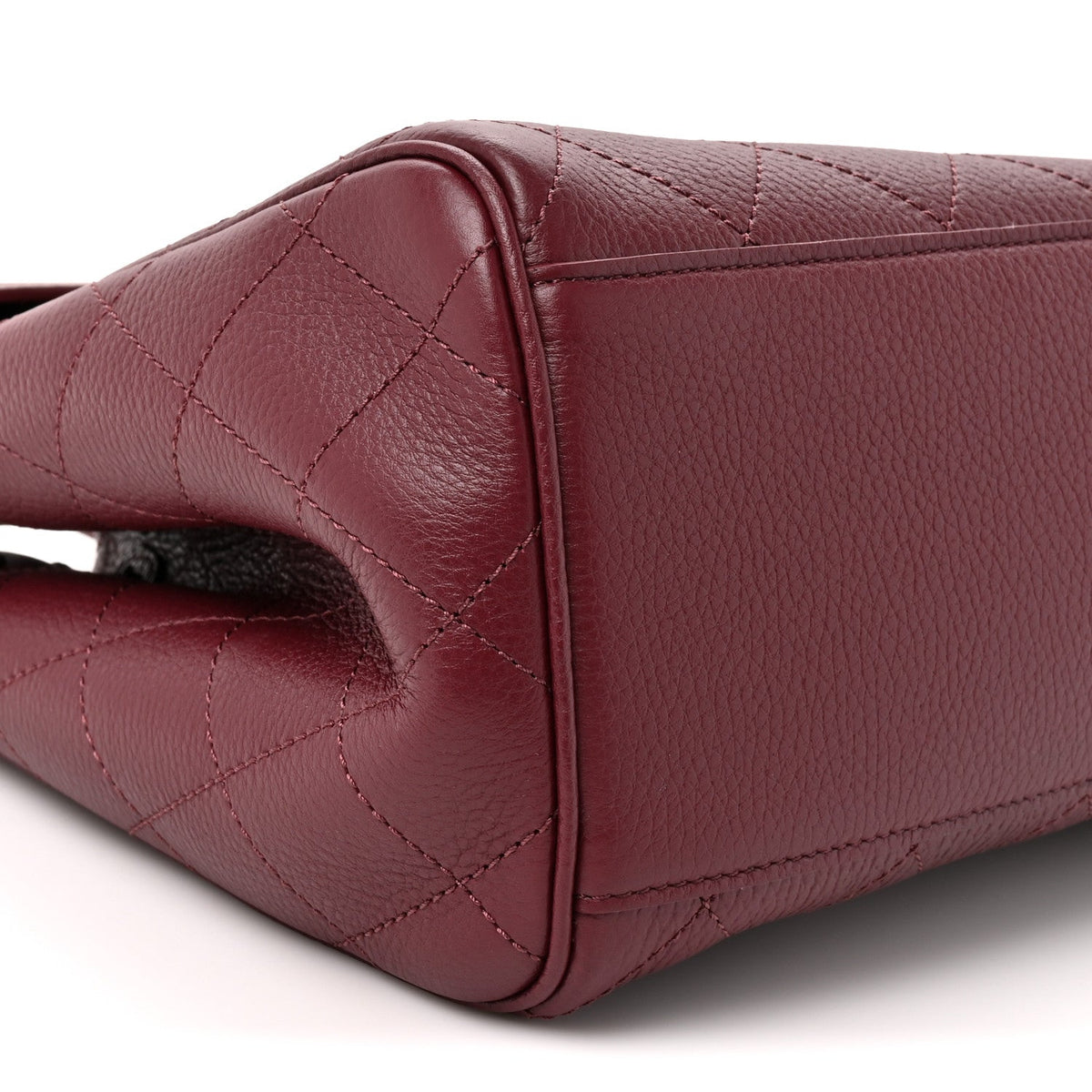 Grained Calfskin Stitched Urban Essentials Shopping Bag Dark Burgundy