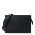 Monogram Jumbo GG Textured Dollar Calfskin Crossbody Bag Black