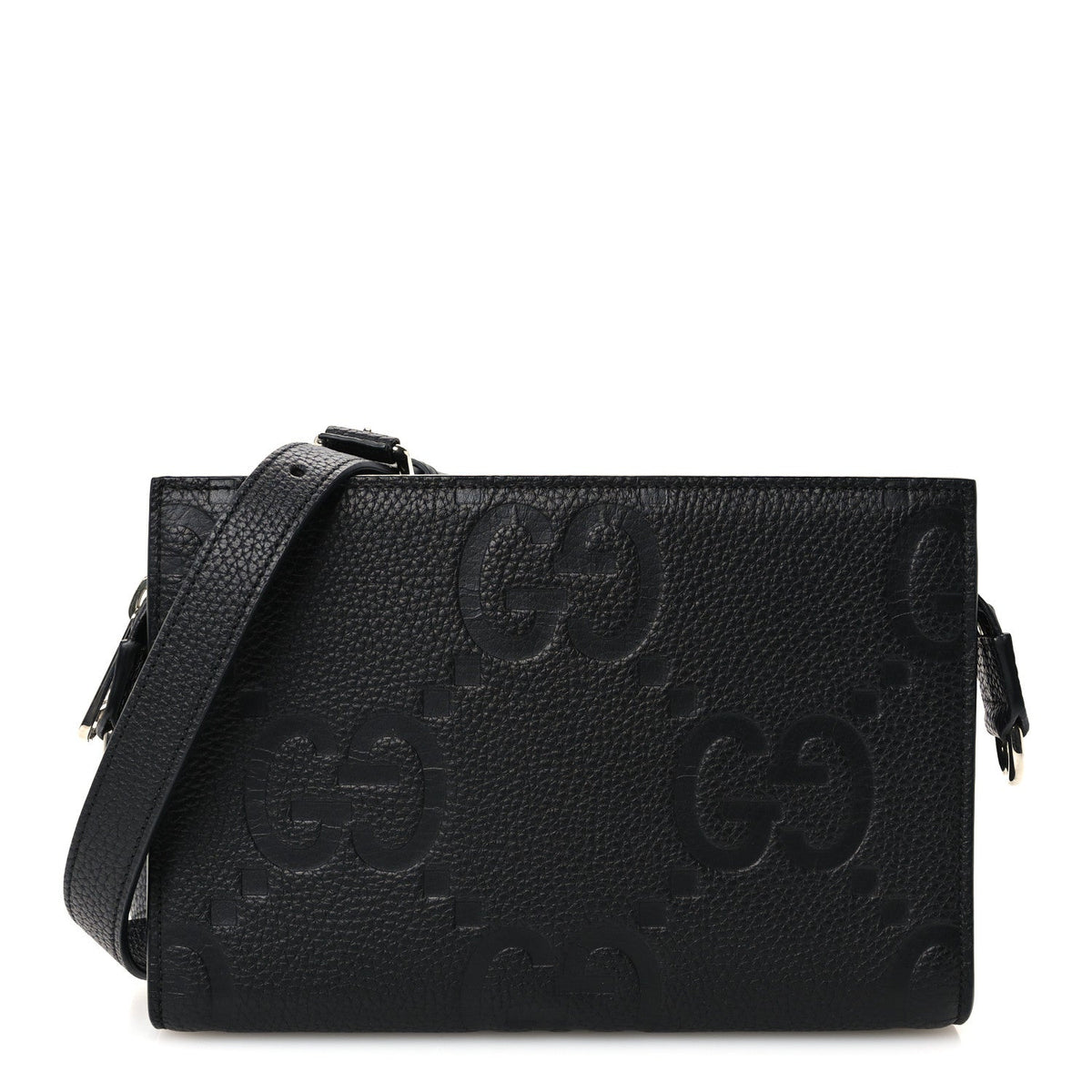 Monogram Jumbo GG Textured Dollar Calfskin Crossbody Bag Black