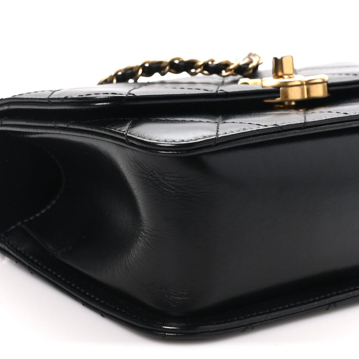 Calfskin Quilted Mini Perfect Fit Flap Black Black Black