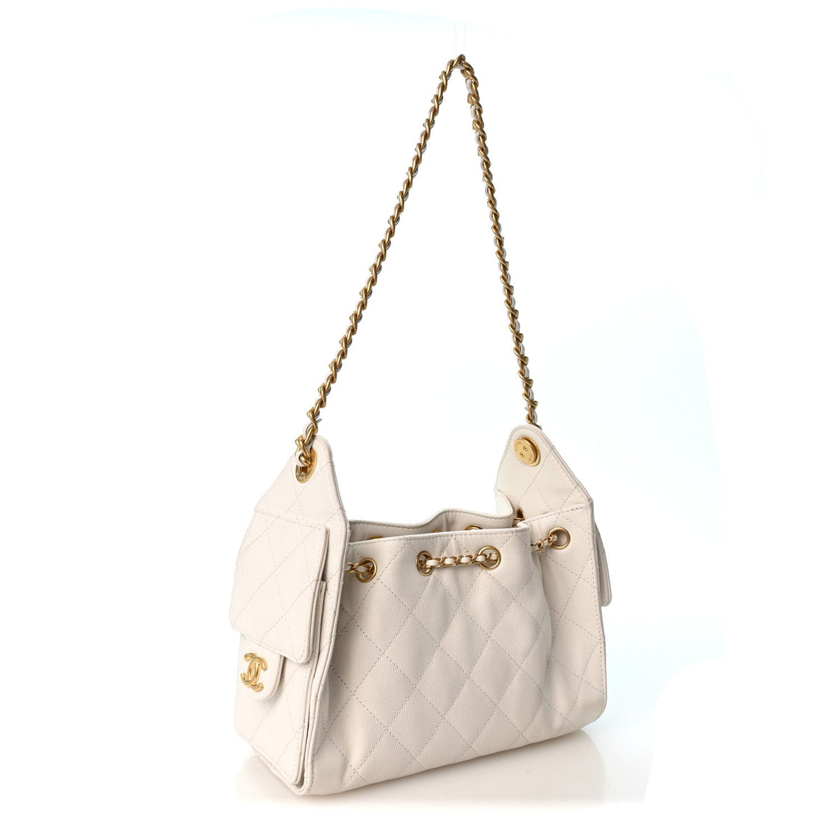 Caviar Quilted Mini Chanel 25 Handbag White